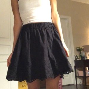 h&m black skirt with lace detailing